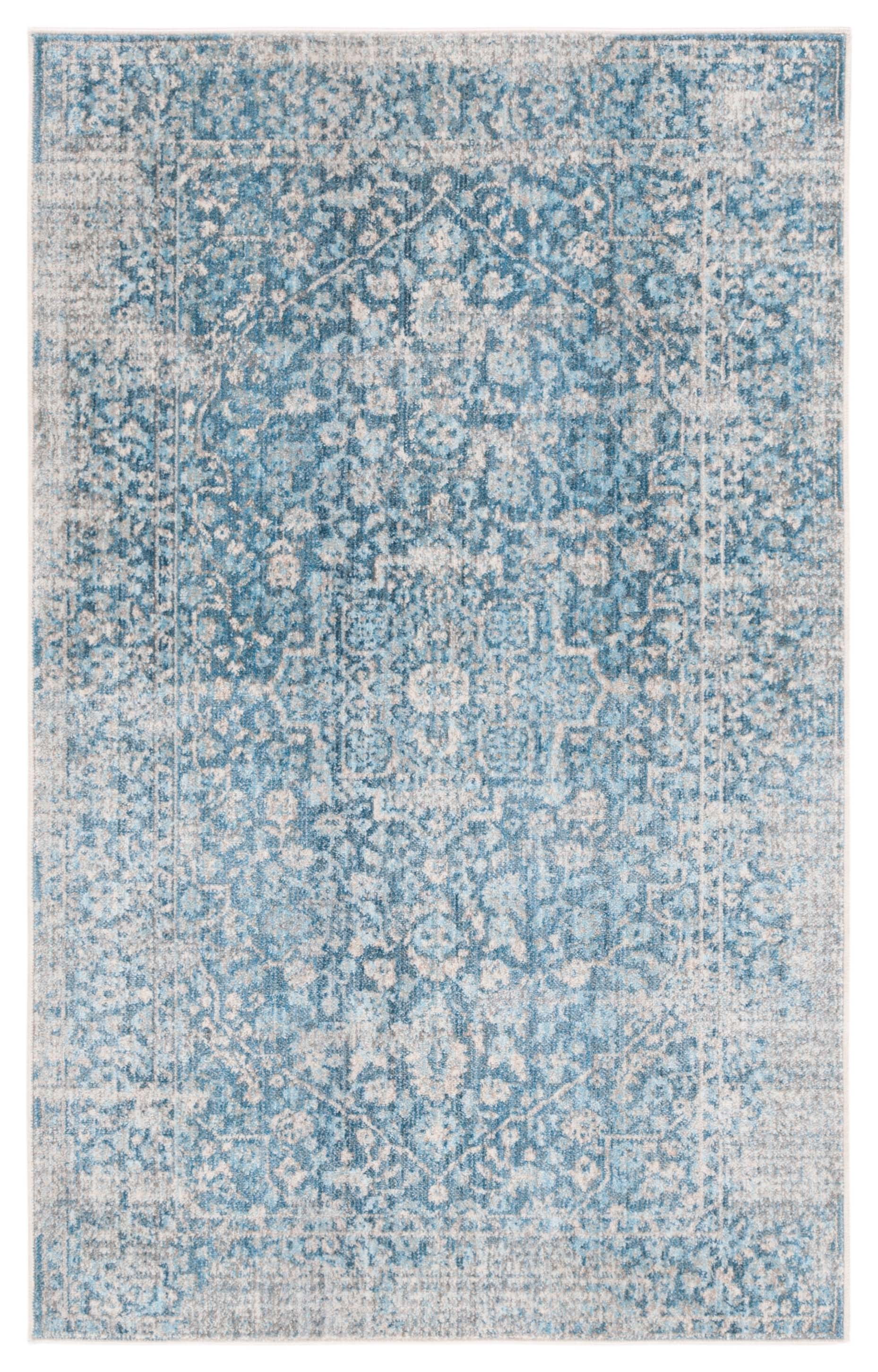 Hand-Knotted Blue Synthetic Vintage Persian Rug 2' 6" x 4'