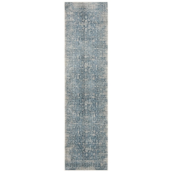 SAFAVIEH Vintage Persian Raphael Floral Polyester Runner Rug, Blue/Ivory, 2' x 5'
