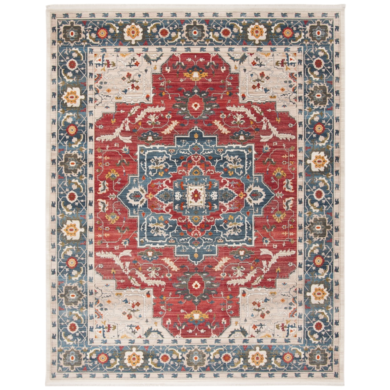 Vintage Red and Blue Persian Style 3' x 5' Area Rug