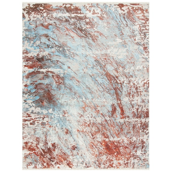 SAFAVIEH Vintage Persian Roswell Abstract Polyester Area Rug, Blue/Brown, 9' x 12'