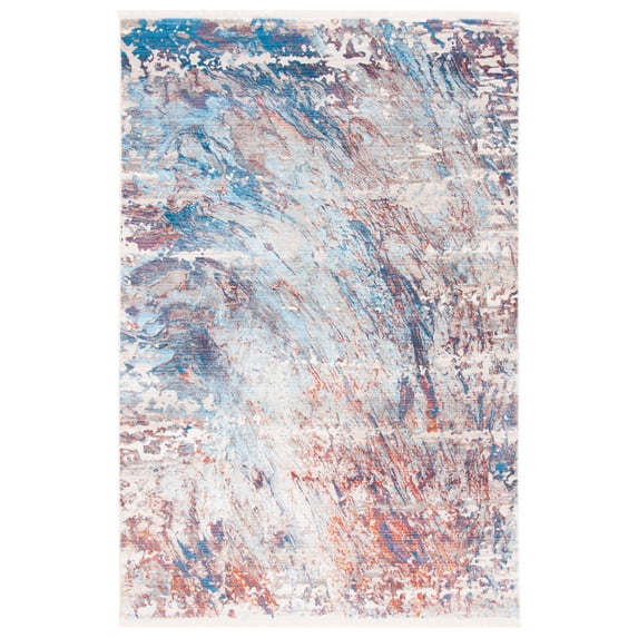 SAFAVIEH Vintage Persian Roswell Abstract Polyester Area Rug, Blue/Rust, 2'6" x 4'