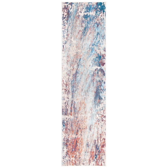 SAFAVIEH Vintage Persian Roswell Abstract Polyester Runner Rug, Blue/Rust, 2' x 5'