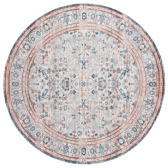 SAFAVIEH Vintage Persian Sam Abstract Polyester Area Rug, Beige/Rust, 6'7" x 6'7" Round