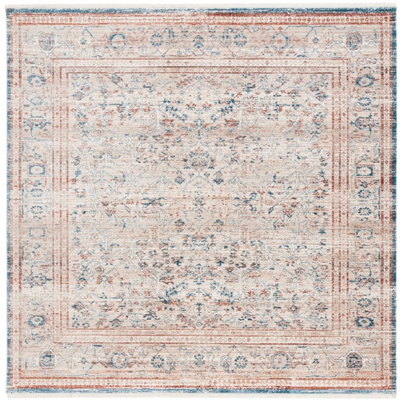 SAFAVIEH Vintage Persian Sam Abstract Polyester Area Rug, Beige/Rust, 6'7" x 6'7" Square