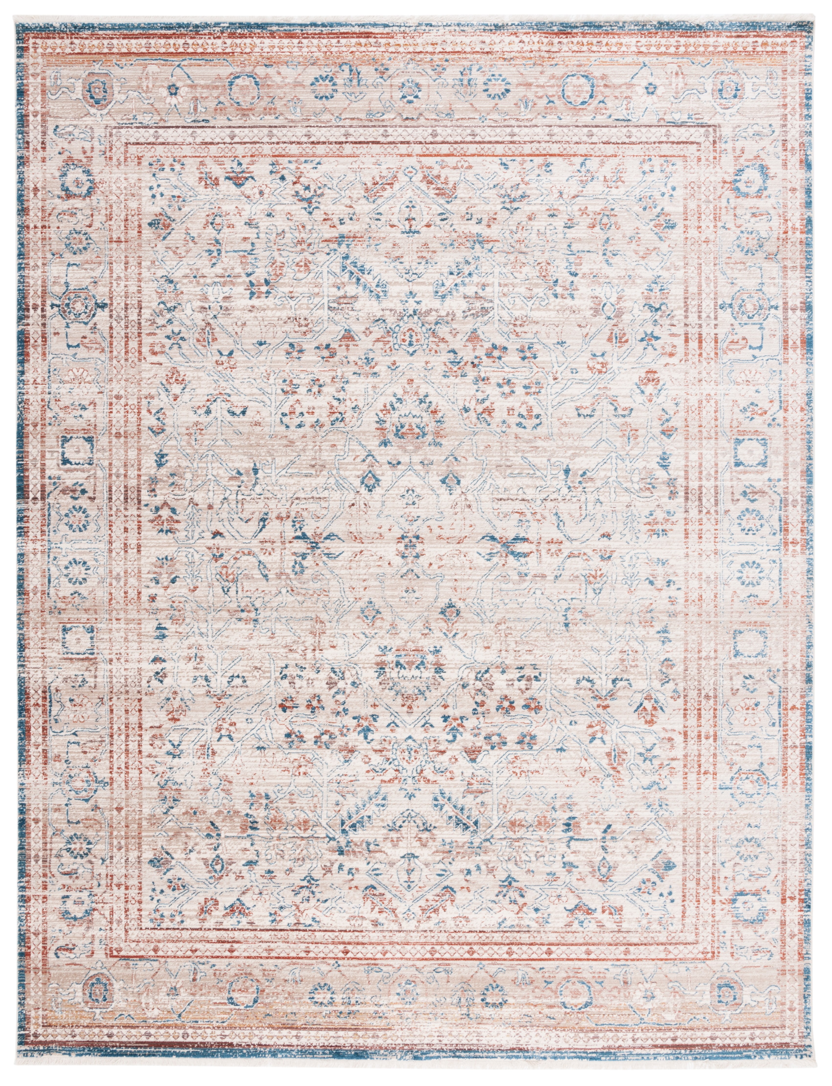 Vintage Persian Beige and Rust Synthetic 8' x 10' Area Rug