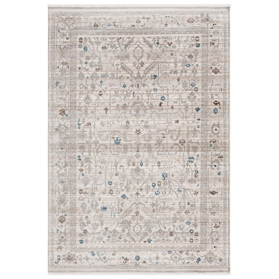 SAFAVIEH Vintage Persian Sam Abstract Polyester Area Rug, Ivory/Light Grey, 4' x 6'