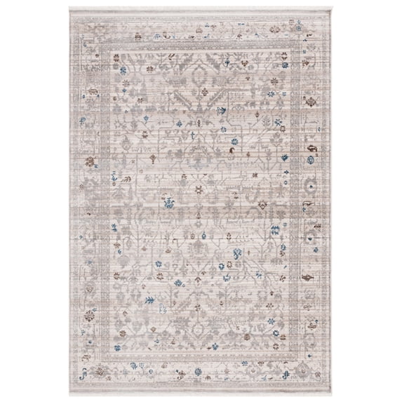 SAFAVIEH Vintage Persian Sam Abstract Polyester Area Rug, Ivory/Light Grey, 5' x 7'6"
