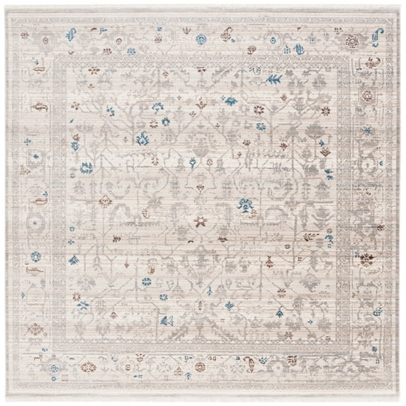 SAFAVIEH Vintage Persian Sam Abstract Polyester Area Rug, Ivory/Light Grey, 6'7" x 6'7" Square