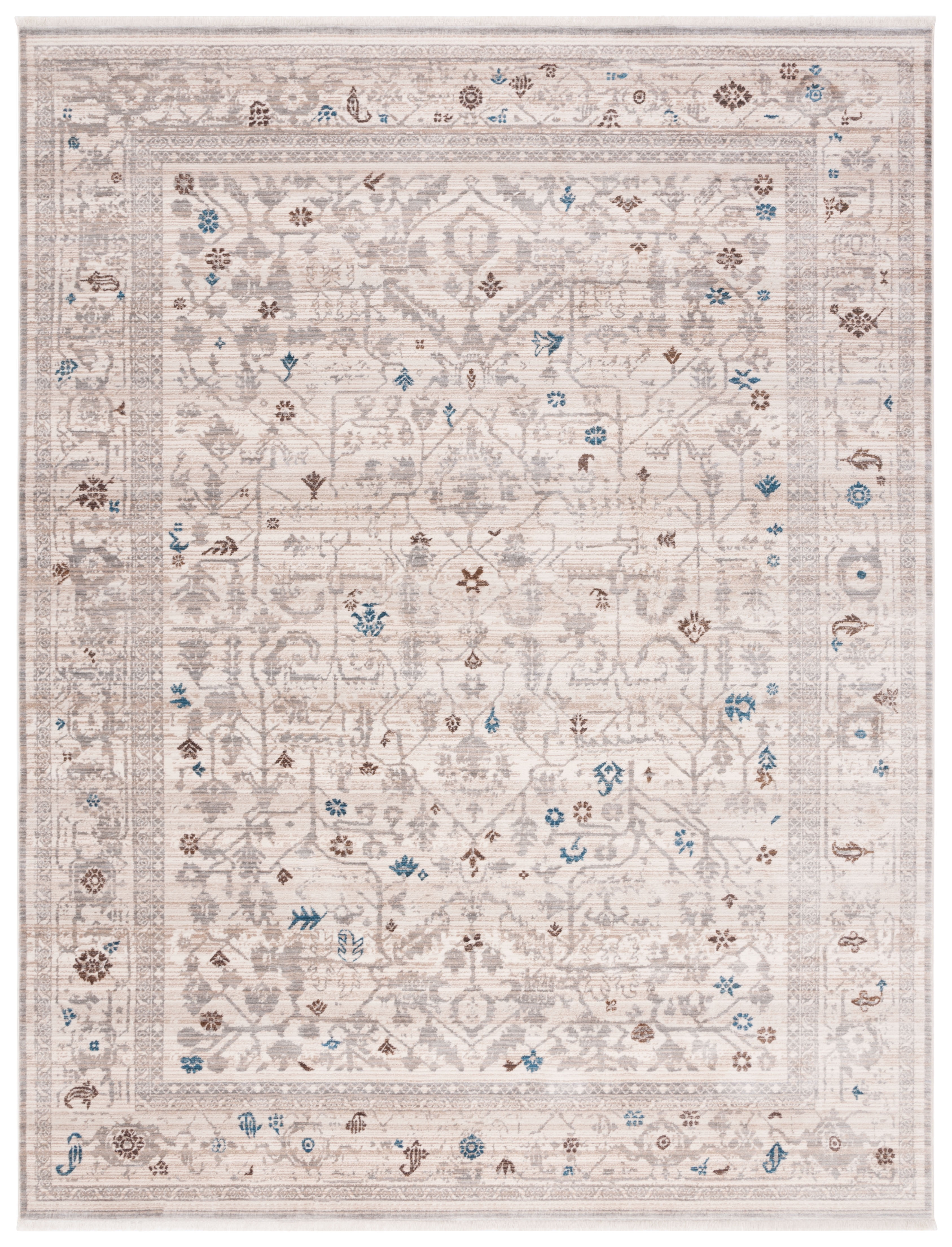 Vintage Persian Silver Rectangular 8' x 10' Synthetic Area Rug