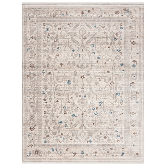 SAFAVIEH Vintage Persian Sam Abstract Polyester Area Rug, Ivory/Light Grey, 9' x 12'