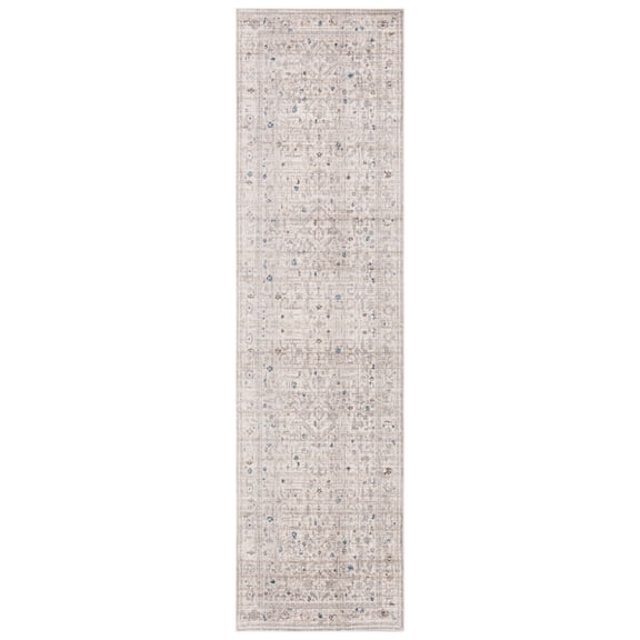 SAFAVIEH Vintage Persian Sam Abstract Polyester Runner Rug, Ivory/Light Grey, 2'2" x 8'