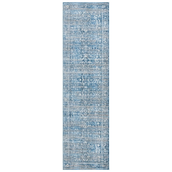 SAFAVIEH Vintage Persian Sam Abstract Polyester Runner Rug, Navy/Ivory, 2'2" x 10'