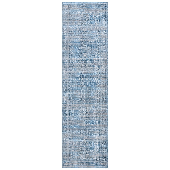 SAFAVIEH Vintage Persian Sam Abstract Polyester Runner Rug, Navy/Ivory, 2'2" x 8'