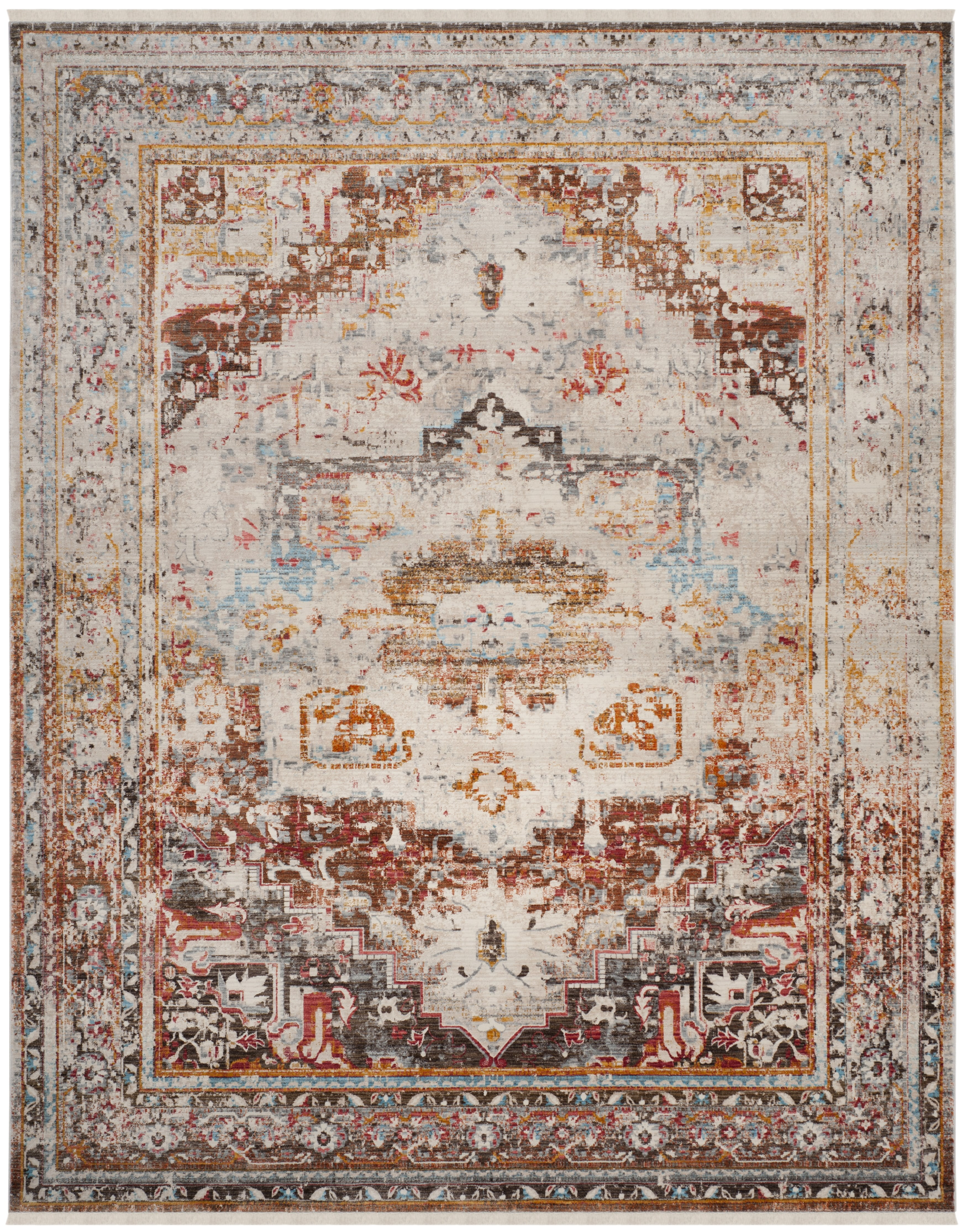Vintage Persian Cream and Multicolor 8' x 10' Area Rug