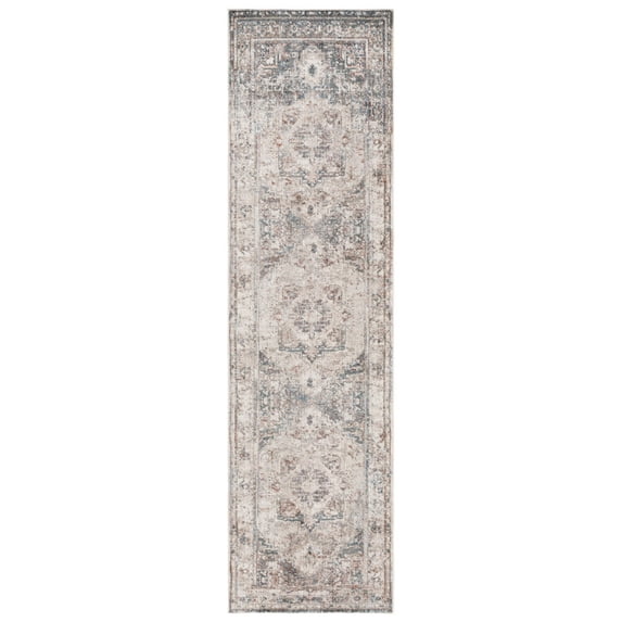 SAFAVIEH Vintage Persian Tarek Medallion Polyester Runner Rug, Ivory/Green, 2'2" x 8'