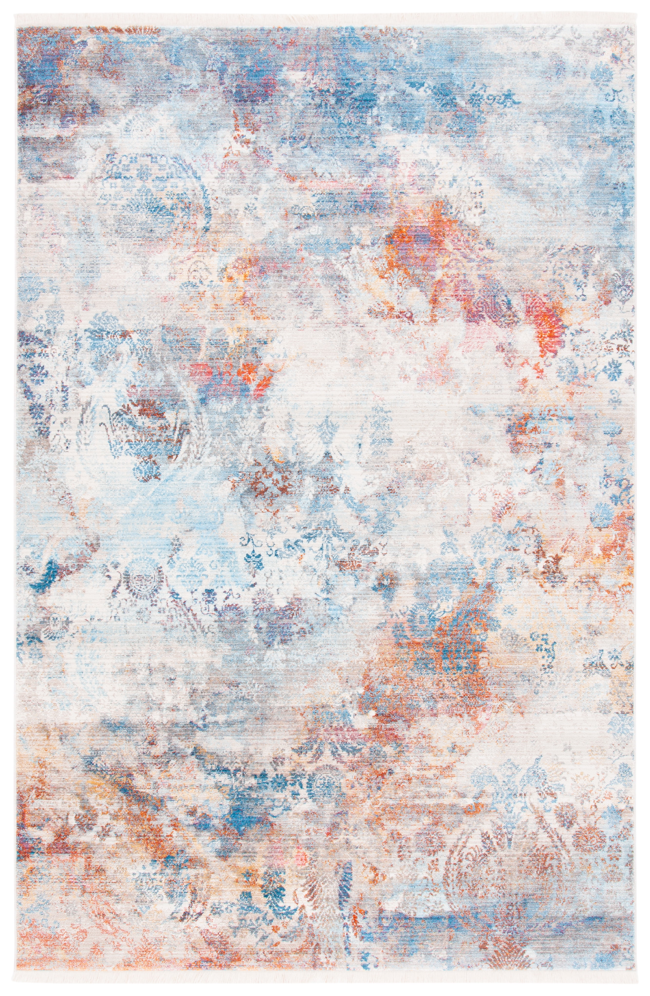 Blue and Beige 5' x 7'6" Synthetic Flat Woven Area Rug