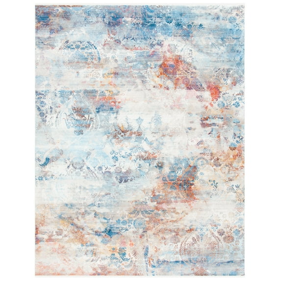 SAFAVIEH Vintage Persian Thom Abstract Polyester Area Rug, Blue/Beige, 8' x 10'