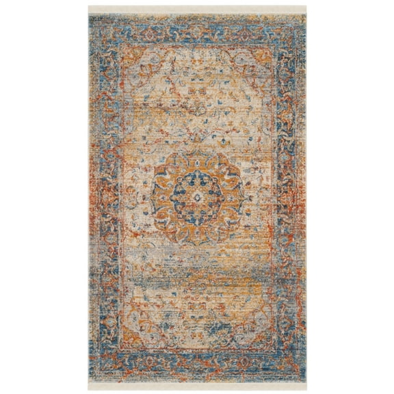 SAFAVIEH Vintage Persian Trina Traditional Polyester Area Rug, Blue/Multi, 3' x 5'