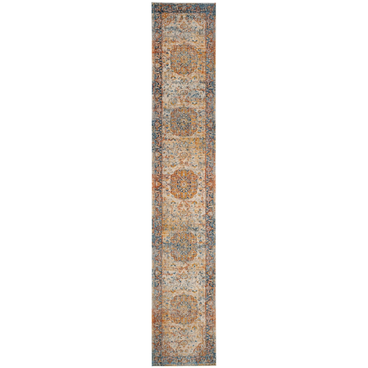 Vintage Blue and Multi Persian Style Runner Rug