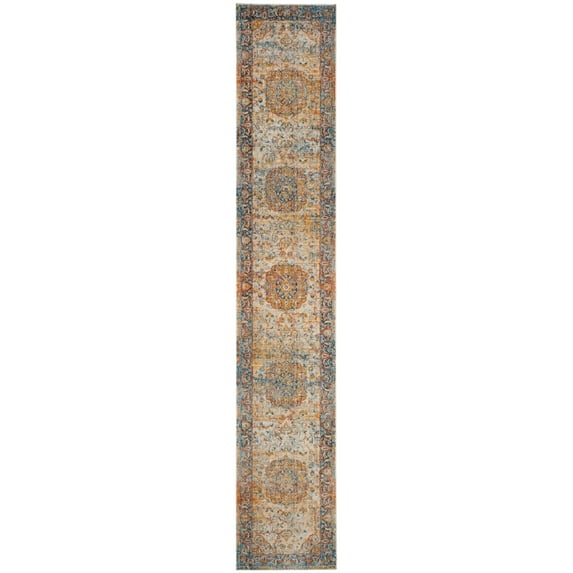 SAFAVIEH Vintage Persian Trina Traditional Polyester Runner Rug, Blue/Multi, 2'2" x 12'