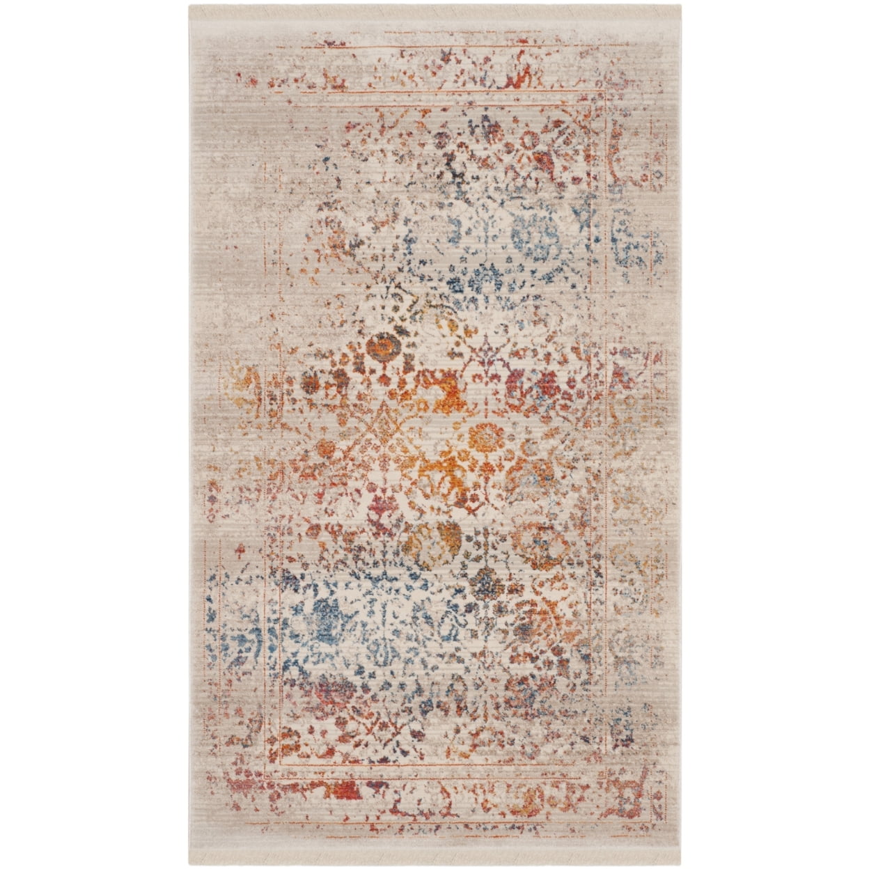 Vintage Multicolor Polyester Hand-knotted Area Rug 3' x 5'