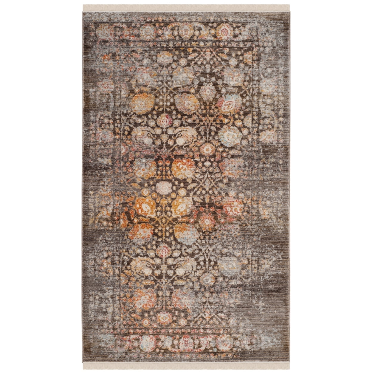Vintage Persian Multicolor Floral Motif Rectangular Area Rug