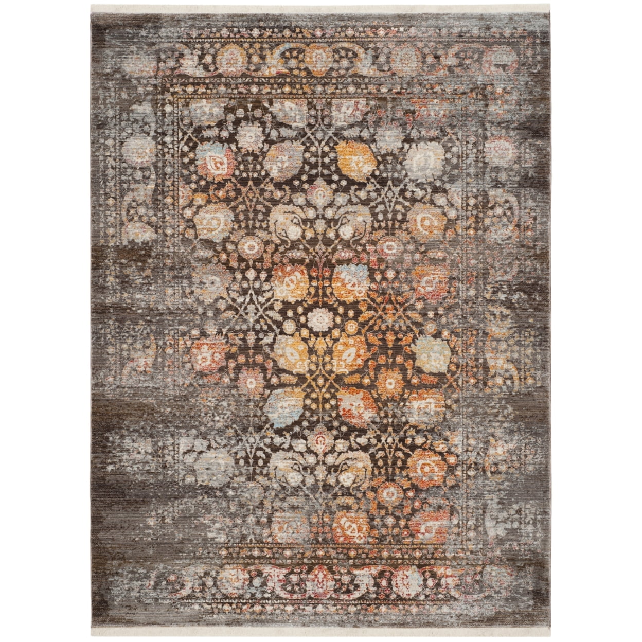 Multicolor Floral Motif Synthetic 4' x 6' Reversible Rug