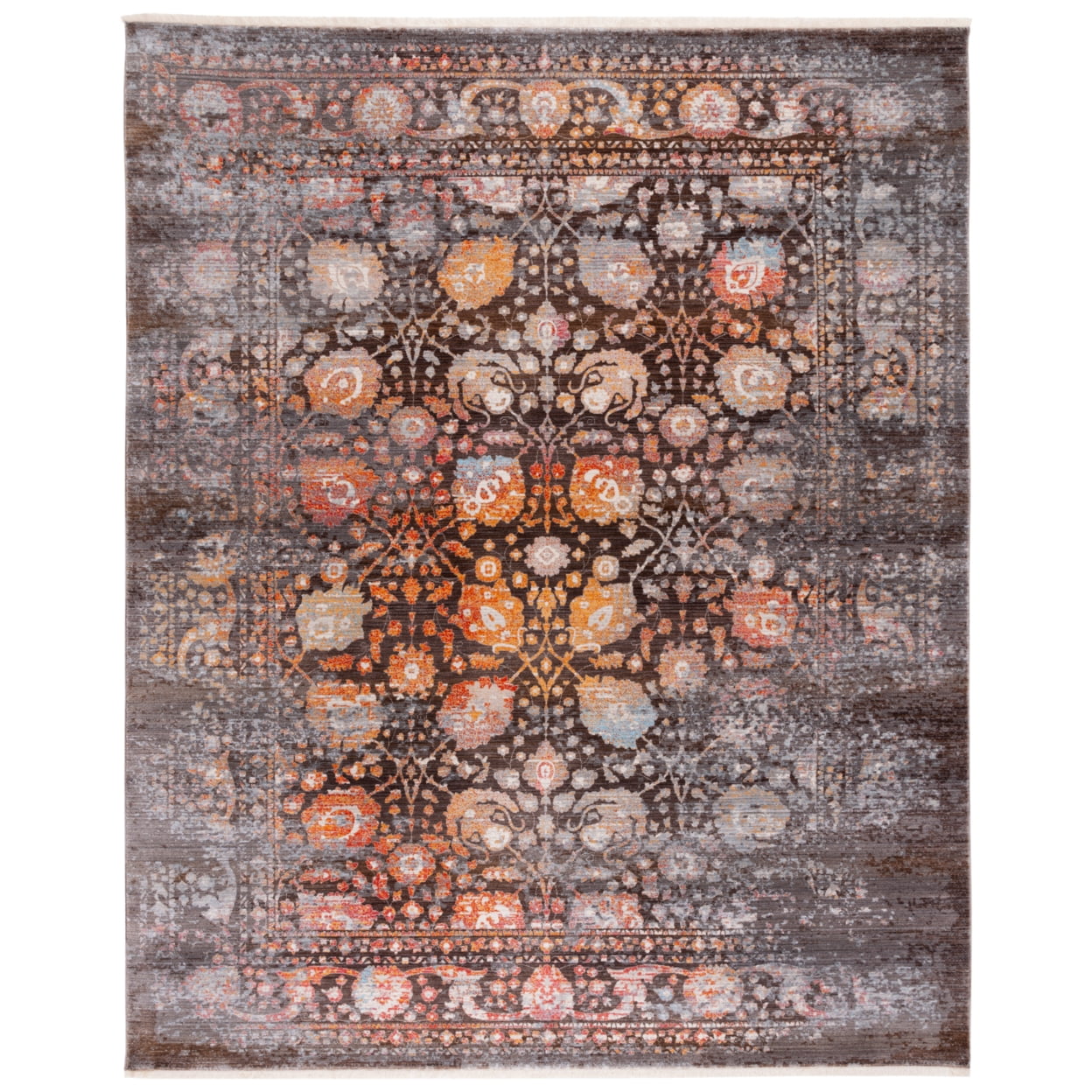 Large Rectangular Brown and Multi Synthetic Persian Rug