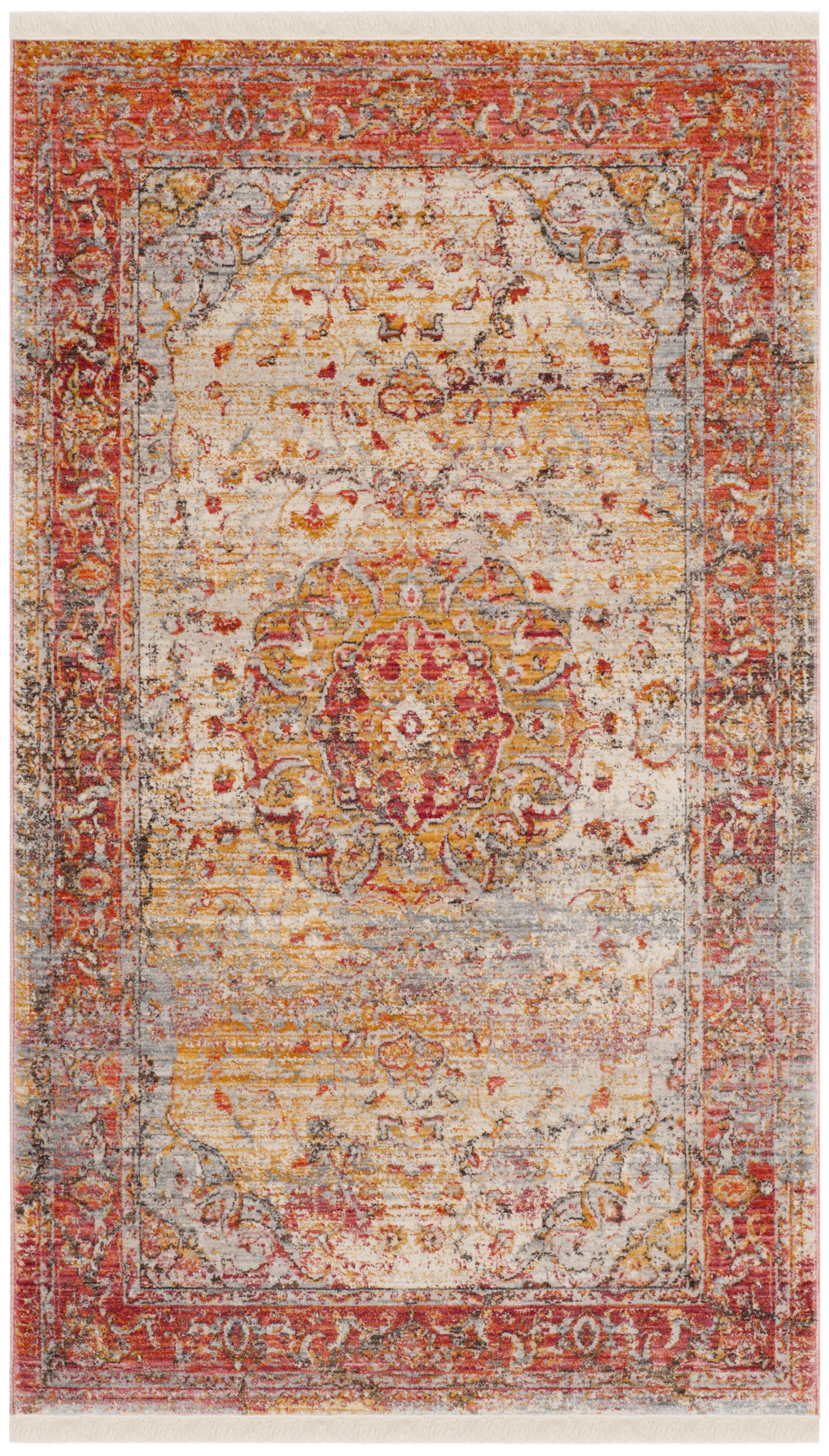 Saffron and Cream Vintage Persian Area Rug 2'6" x 4'