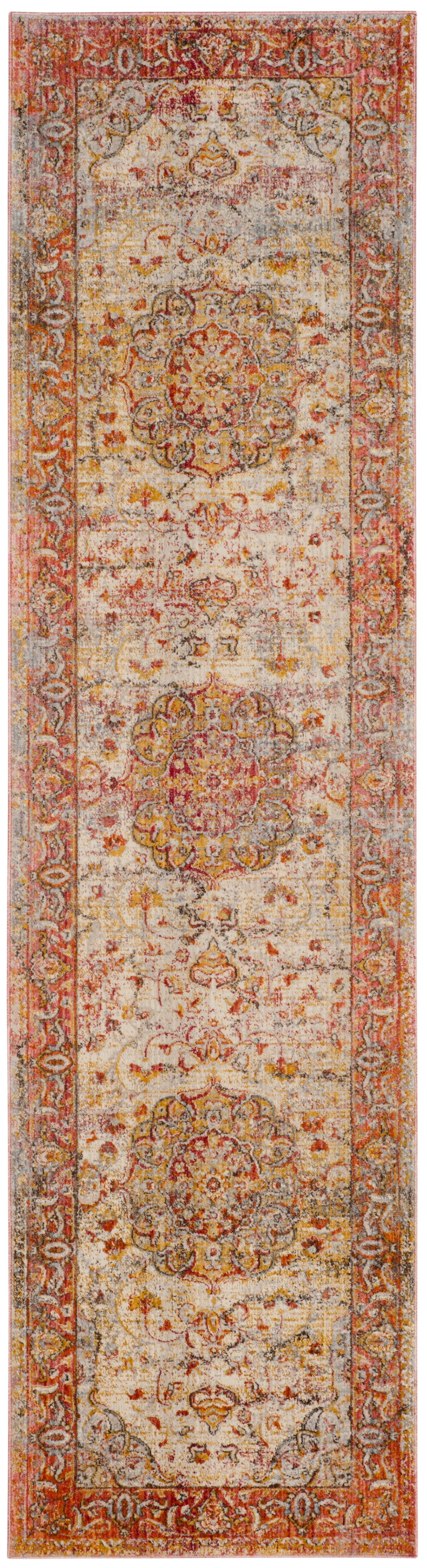 Saffron and Cream Hand-Knotted Oriental Runner Rug