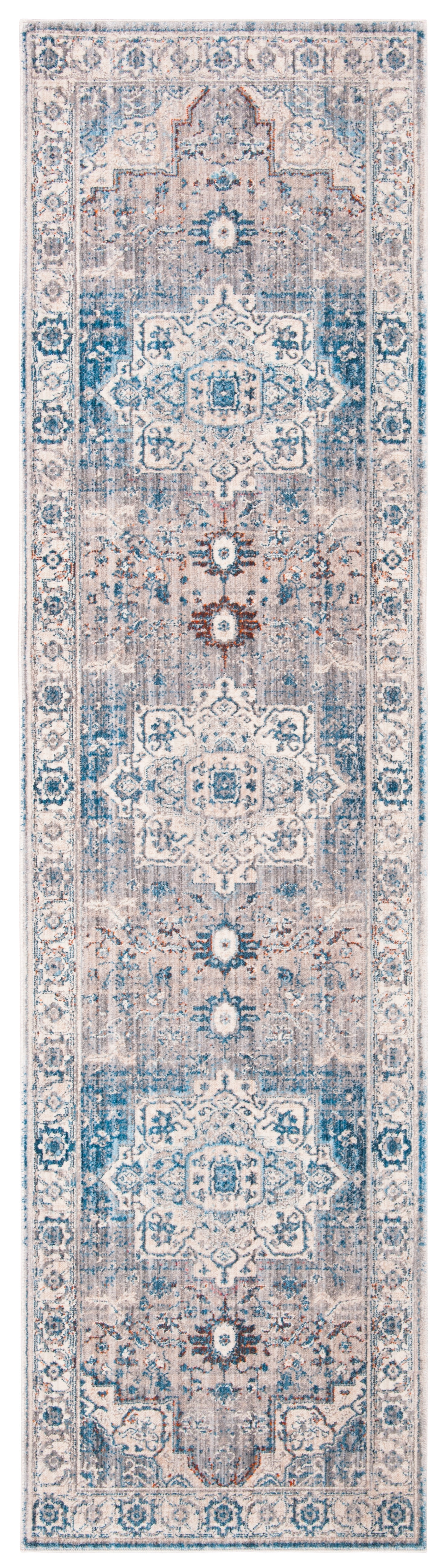 Vintage Gray and Blue Persian Power Loomed Area Rug