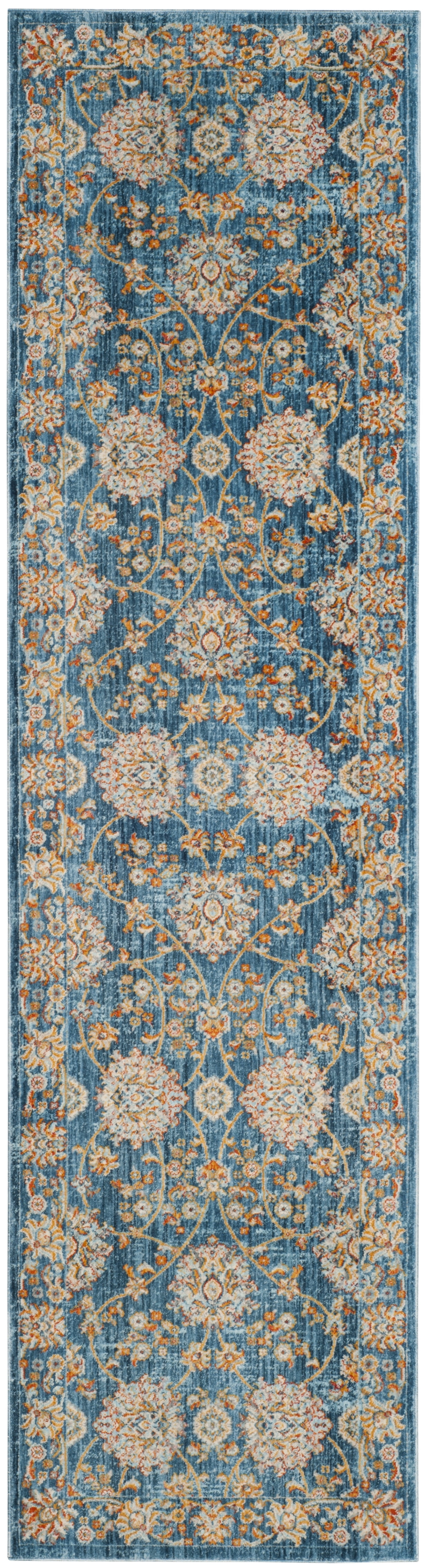 Hand-Knotted Blue Synthetic Vintage Persian Area Rug 2' x 5'