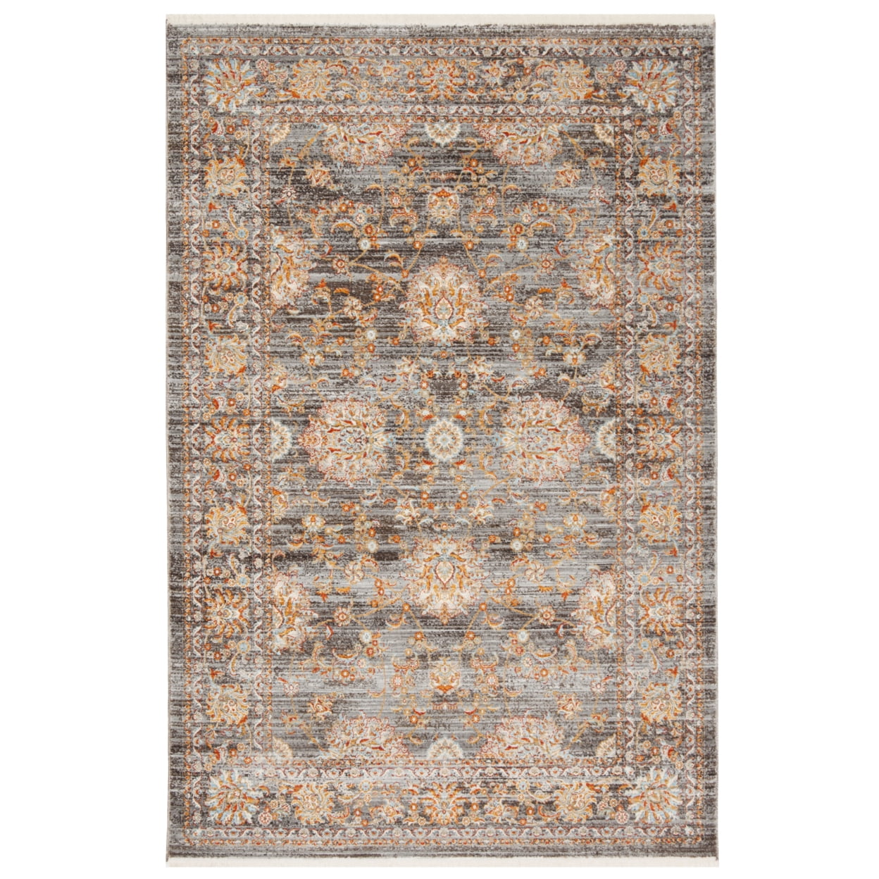 Vintage Light Brown and Multi Rectangular Area Rug 5' x 7'