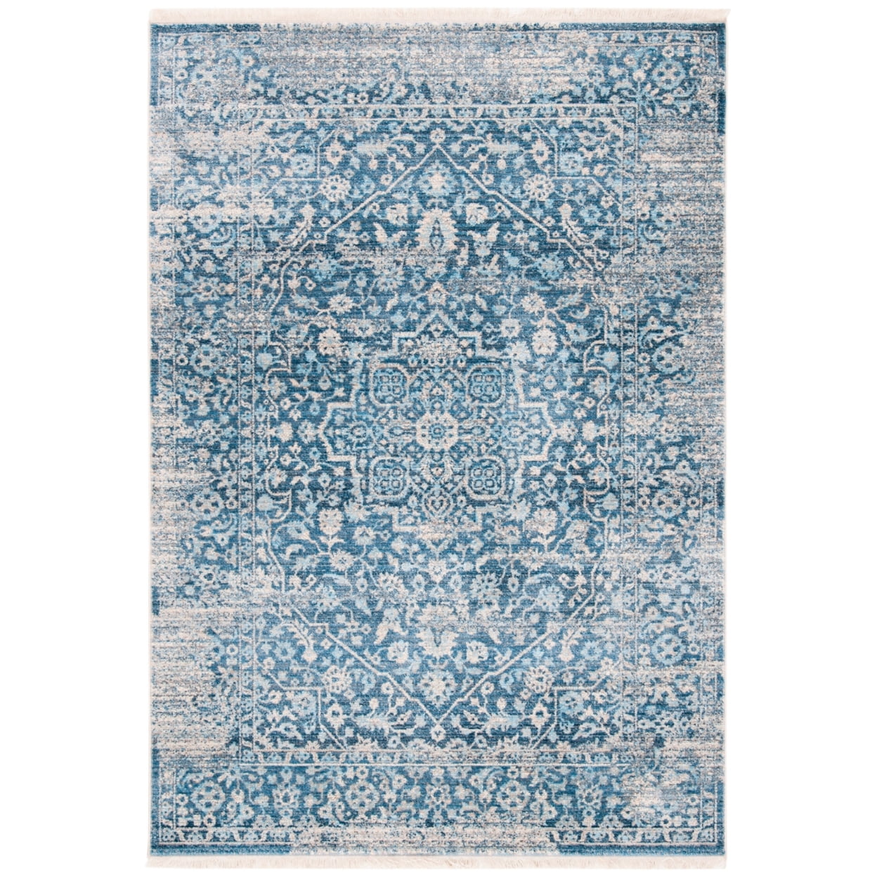 Vintage Blue Persian Hand-Knotted Synthetic Area Rug