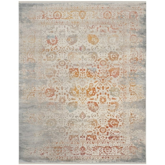 SAFAVIEH Vintage Persian Zaman Traditional Polyester Area Rug, Grey/Multi, 5' x 7'6"