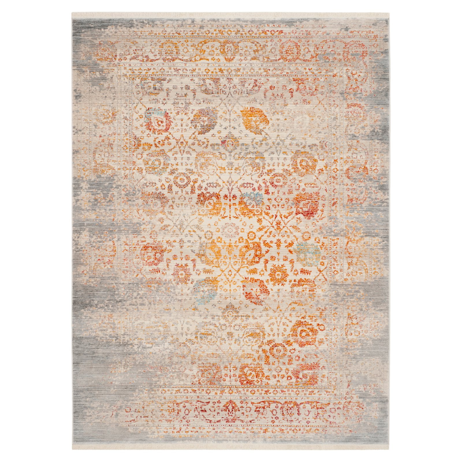 Gray Multicolor 5' x 7' Vintage Persian Synthetic Area Rug
