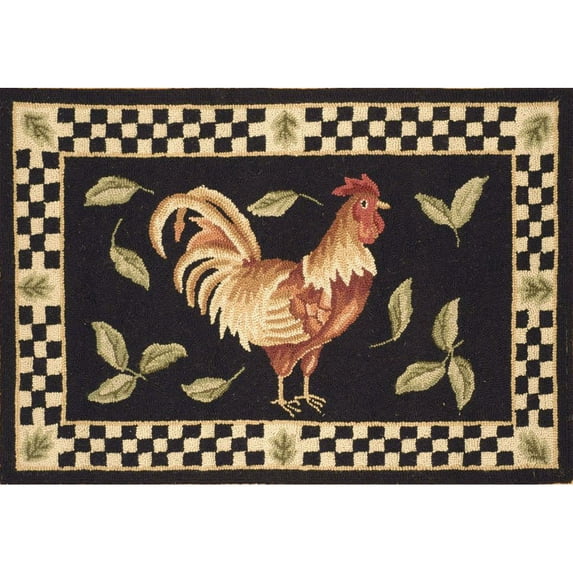 SAFAVIEH Vintage Poster Aubrey Animal Wool Area Rug, Black/Ivory, 1'8" x 2'6"