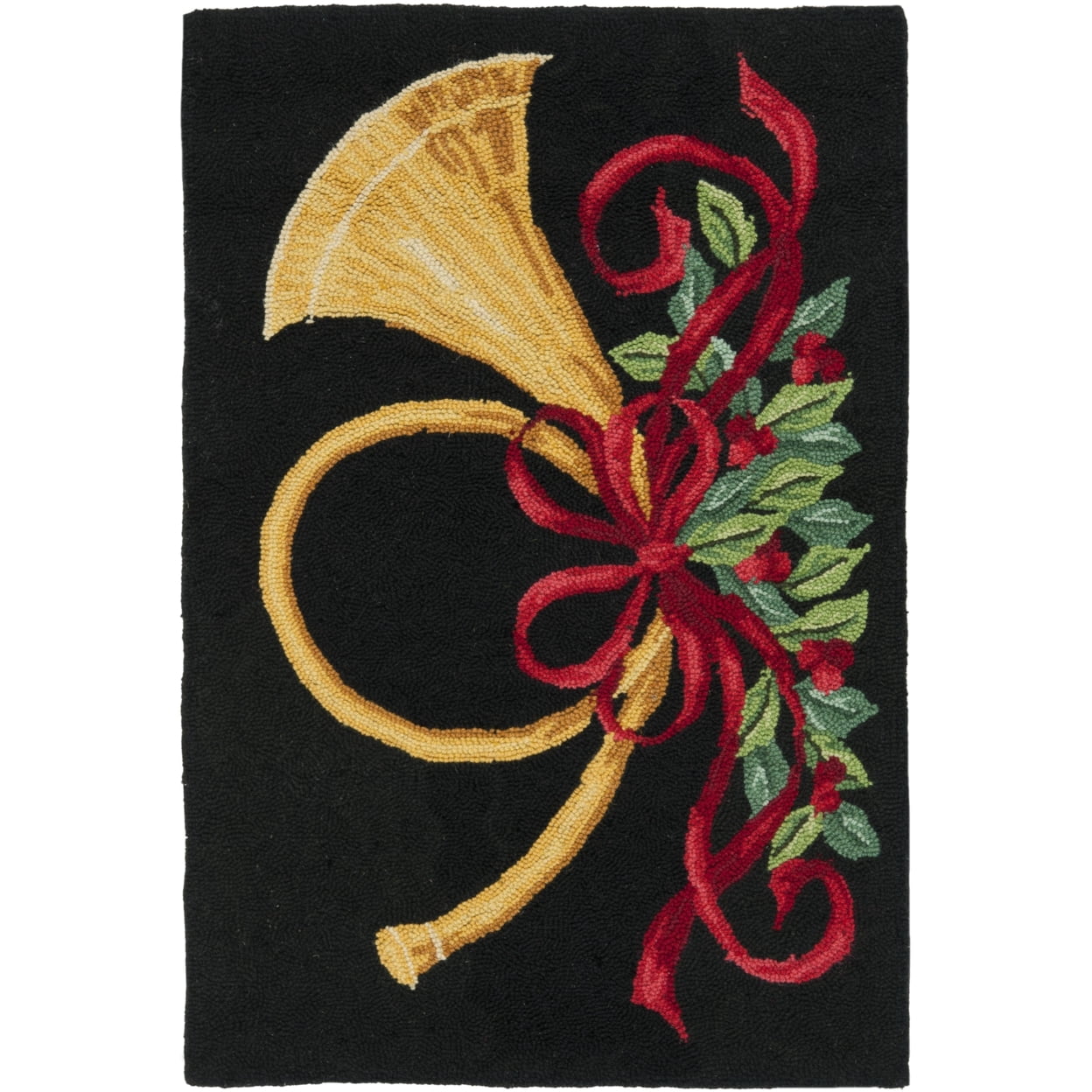 SAFAVIEH Vintage Posters Bosworth Novelty Wool Area Rug, Black/Multi, 2' x 3'