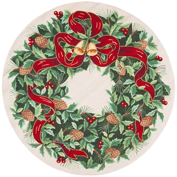 SAFAVIEH Vintage Posters Posters Floral Area Rug, Ivory/Green, 7' x 7' Round