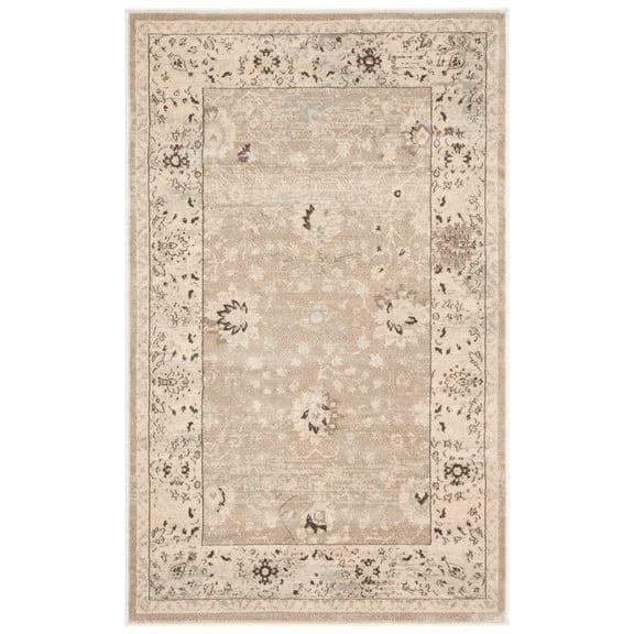 SAFAVIEH Vintage Rosabel Oriental Area Rug, Light Grey/Ivory, 3'4" x 4'7"