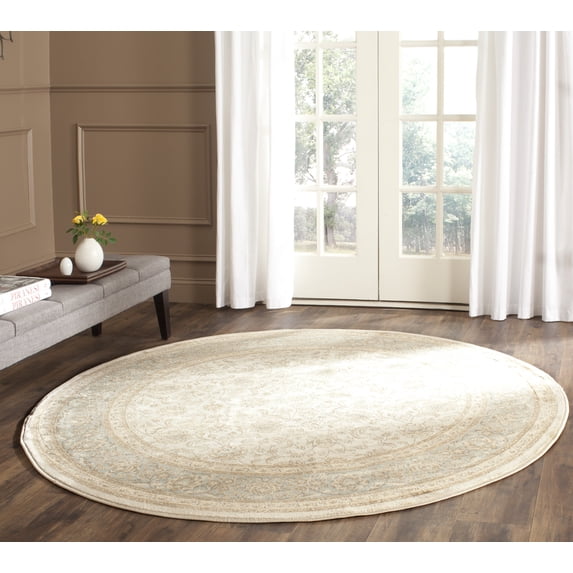 SAFAVIEH Vintage Roseann Traditional Area Rug, Ivory/Light Blue, 6'7" x 6'7" Round
