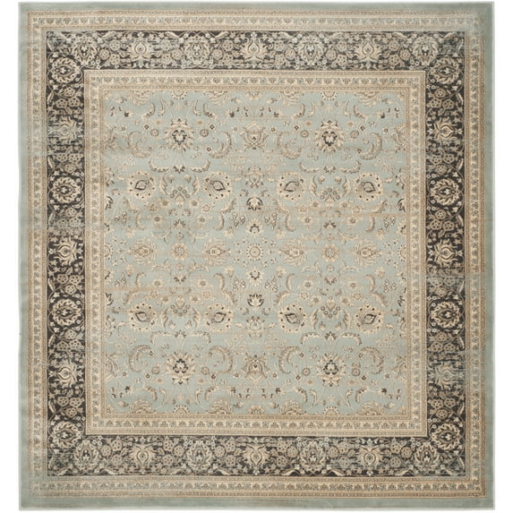 SAFAVIEH Vintage Roseann Bordered Area Rug, Light Blue/Black, 6'7" x 6'7" Square