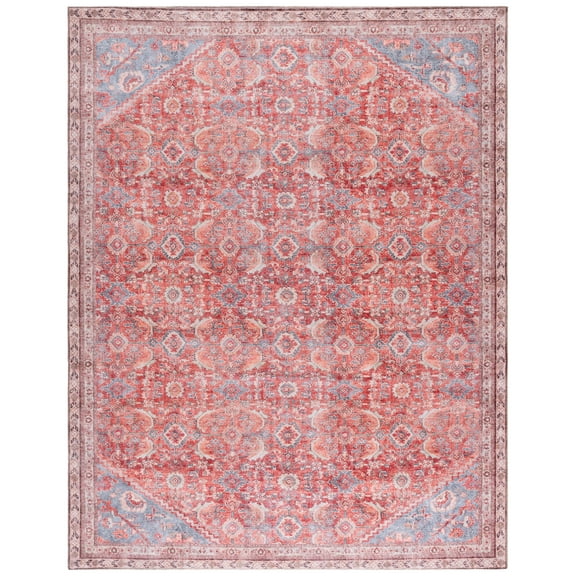 SAFAVIEH Vintage Serapi Carlene Medallion Machine Washable Area Rug, Red/Blue, 8' x 10'