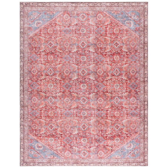 SAFAVIEH Vintage Serapi Carlene Medallion Machine Washable Area Rug, Red/Blue, 8' x 10'