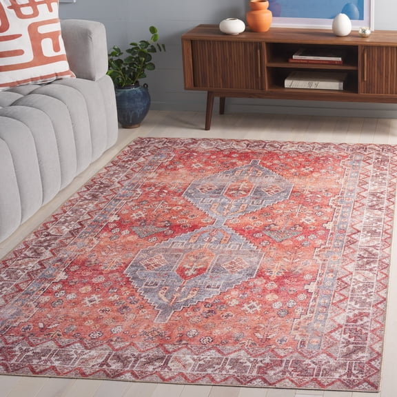 SAFAVIEH Vintage Serapi Nita Medallion Machine Washable Area Rug, Red/Blue, 2' x 3'