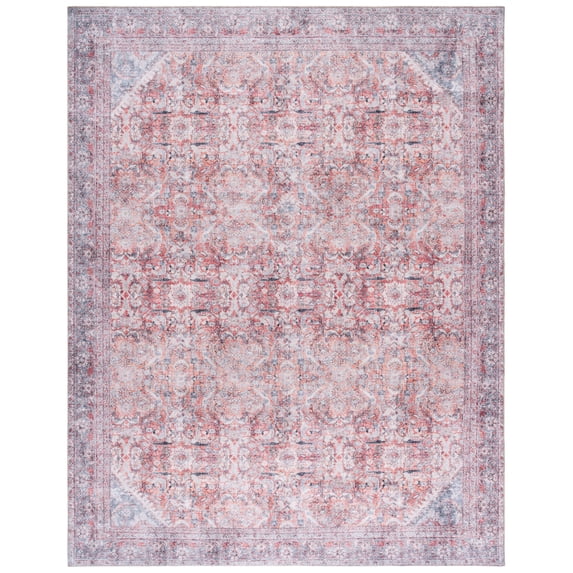 SAFAVIEH Vintage Serapi Orlando Oriental Machine Washable Area Rug, Red Orange/Blue, 9' x 12'