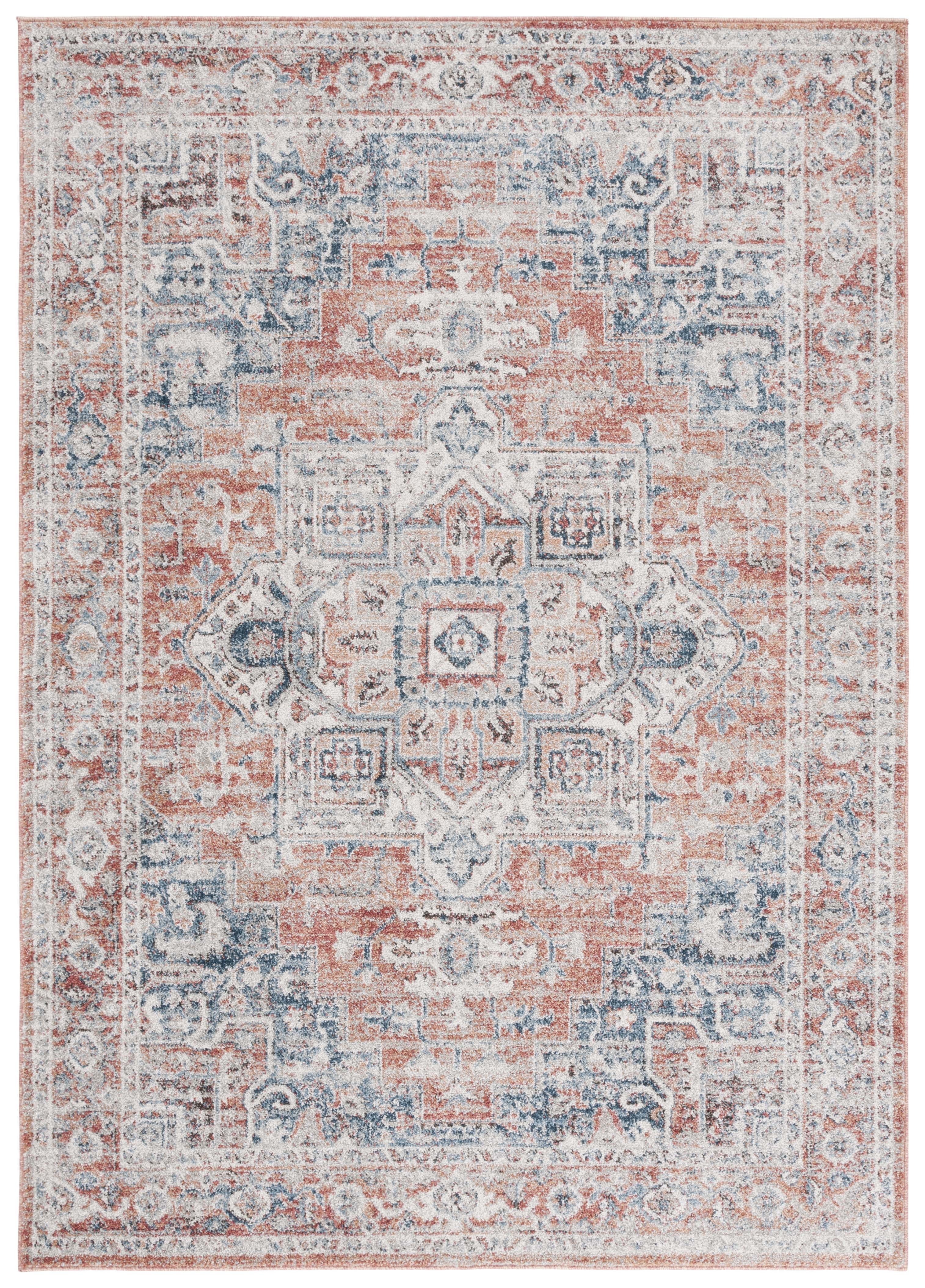 SAFAVIEH Vintage Tabriz Abagail Medallion Area Rug, Rust/Blue, 4' x 6'
