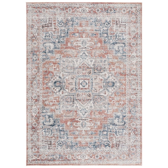 SAFAVIEH Vintage Tabriz Abagail Medallion Area Rug, Rust/Blue, 4' x 6'
