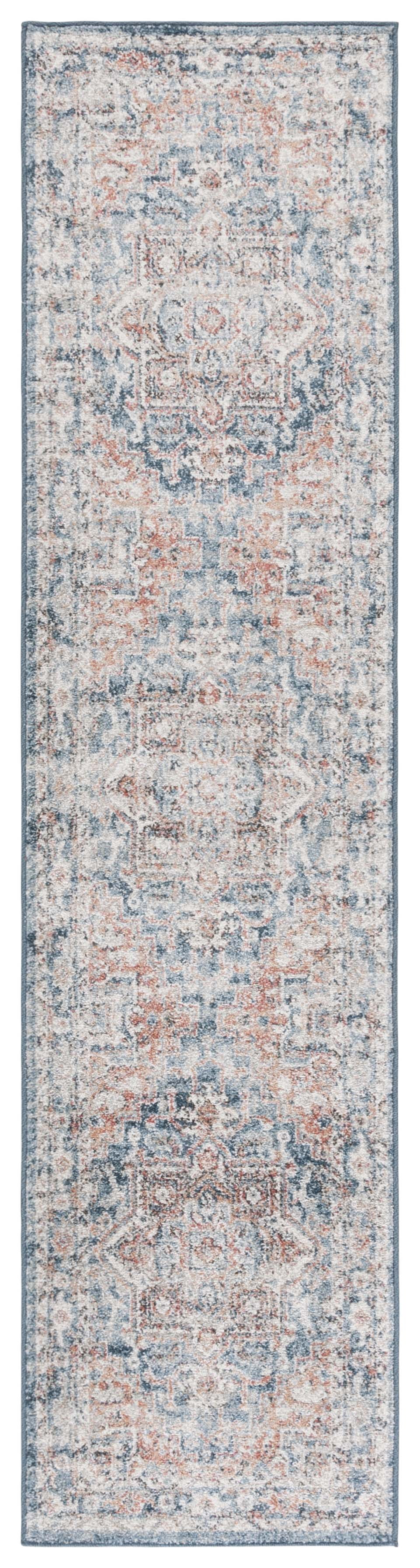 SAFAVIEH Vintage Tabriz Abagail Medallion Runner Rug, Blue/Rust, 2' x 8'