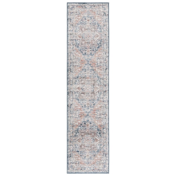 SAFAVIEH Vintage Tabriz Abagail Medallion Runner Rug, Blue/Rust, 2' x 8'